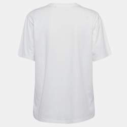 Pre Owned Victoria Victoria Beckham White Smile Textured Print Cotton T-Shirt S