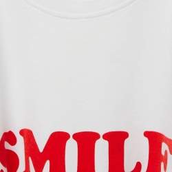 Pre Owned Victoria Victoria Beckham White Smile Textured Print Cotton T-Shirt S
