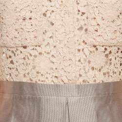 Pre Owned Victoria Victoria Beckham Beige Lace and Textured Crepe Short Dress M