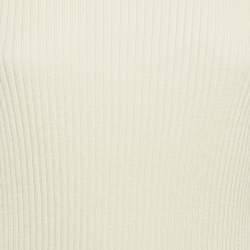 Pre Owned Victoria Victoria Beckham Cream Rib Knit Buttons Detail Turtleneck Sweater S