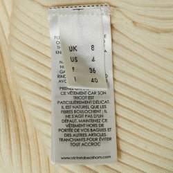 Pre Owned Victoria Victoria Beckham Cream Rib Knit Buttons Detail Turtleneck Sweater S