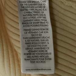 Pre Owned Victoria Victoria Beckham Cream Rib Knit Buttons Detail Turtleneck Sweater S