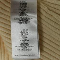 Pre Owned Victoria Victoria Beckham Cream Rib Knit Buttons Detail Turtleneck Sweater S