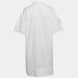 Pre Owned Victoria Victoria Beckham White Cotton Poplin Shirt Dress M  