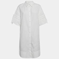 Pre Owned Victoria Victoria Beckham White Cotton Poplin Shirt Dress M  