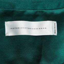 Pre Owned Victoria Victoria Beckham Green Satin Zip-Up Jacket M