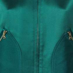 Pre Owned Victoria Victoria Beckham Green Satin Zip-Up Jacket M