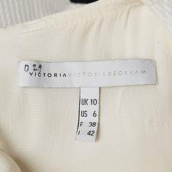 Victoria Victoria Beckham White Textured Synthetic Zip Waist Mini Dress M