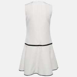 Victoria Victoria Beckham White Textured Synthetic Zip Waist Mini Dress M