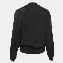 Pre Owned Victoria Victoria Beckham Black Wool Swan Applique Zip-Up Jacket M