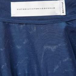 Pre Owned Victoria Victoria Beckham Blue Cotton-Silk Blend Belted Jumpsuit M