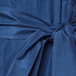 Pre Owned Victoria Victoria Beckham Blue Cotton-Silk Blend Belted Jumpsuit M