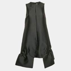 Pre Owned Victoria Victoria Beckham Black Satin Flounce Shift Dress M