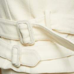 Pre Owned Victoria Victoria Beckham Cream Wool Sleeveless Belted Mini Dress S