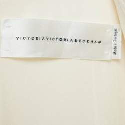 Pre Owned Victoria Victoria Beckham Cream Wool Sleeveless Belted Mini Dress S