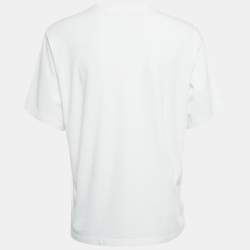 Pre Owned Victoria Victoria Beckham White Printed Cotton Crew Neck T-Shirt M