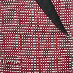 Victoria Beckham Red/Multicolor Basket Weave Linen Blend Coat M
