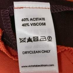 Victoria Victoria Beckham Burgundy/Orange Colorblocked Crepe Short Dress L