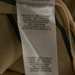 Victoria Victoria Beckham Beige Stripe Gabardine Cotton Trousers M