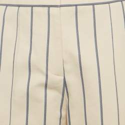 Victoria Victoria Beckham Beige Stripe Gabardine Cotton Trousers M