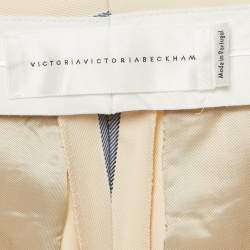 Victoria Victoria Beckham Beige Stripe Gabardine Cotton Trousers M