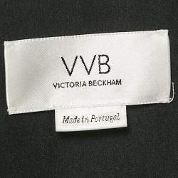 Pre Owned Victoria Victoria Beckham Black Floral Print Textured Crepe Midi Dress L