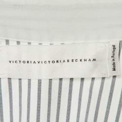 Pre Owned Victoria Victoria Beckham White Striped Cotton Shirt Dress M