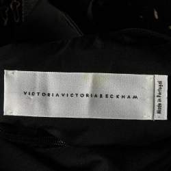 Pre Owned Victoria Victoria Beckham Black Textured Organza Belted Dress M