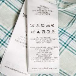 Pre Owned Victoria Victoria Beckham Green Plaid Cotton Button Front Blouse S