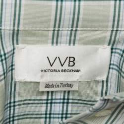 Pre Owned Victoria Victoria Beckham Green Plaid Cotton Button Front Blouse S