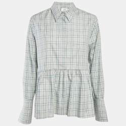 Victoria Victoria Beckham Green Plaid Cotton Button Front Blouse S