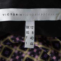 Victoria Victoria Beckham Multicolor Printed Silk and Jacquard Short Sleeve Dress M