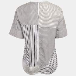 Pre Owned Victoria Victoria Beckham Blue Striped Cotton Patchwork Shirt S 