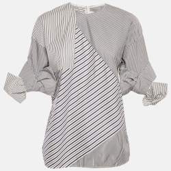 Pre Owned Victoria Victoria Beckham Blue Striped Cotton Patchwork Shirt S 