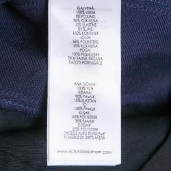 Pre Owned Victoria Victoria Beckham Navy Blue Wool Side Stripe Detail Trousers S