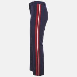 Pre Owned Victoria Victoria Beckham Navy Blue Wool Side Stripe Detail Trousers S