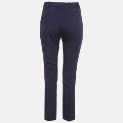 Pre Owned Victoria Victoria Beckham Navy Blue Wool Side Stripe Detail Trousers S