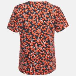 Pre Owned Victoria Victoria Beckham Midnight Blue Cherry Print Cotton T-Shirt M 