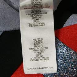 Pre Owned Victoria Victoria Beckham Black/Blue Lurex Trim Crepe Shift Dress M