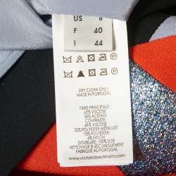 Pre Owned Victoria Victoria Beckham Black/Blue Lurex Trim Crepe Shift Dress M