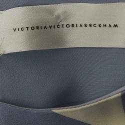 Pre Owned Victoria Victoria Beckham Black/Blue Lurex Trim Crepe Shift Dress M