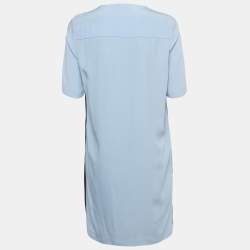Pre Owned Victoria Victoria Beckham Blue Crepe V-Neck Shift Dress M