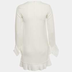 Pre Owned Victoria Victoria Beckham White Crepe Plisse Mini Dress S