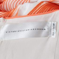 Pre Owned Victoria Victoria Beckham White/Orange Silk and Plisse Midi Dress M