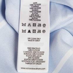 مملوكة مسبقًا Victoria Victoria Beckham Blue Striped Satin Long Sleeve Shirt M