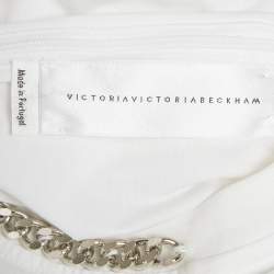 Pre Owned تي شيرت بسلسلة بتفاصيل جيرسي أبيض فيكتوريا فيكتوريا بيكهام مقاس صغير جدًا (إكسترا سمول)