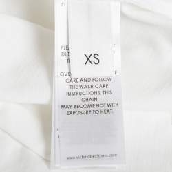 Pre Owned تي شيرت بسلسلة بتفاصيل جيرسي أبيض فيكتوريا فيكتوريا بيكهام مقاس صغير جدًا (إكسترا سمول)