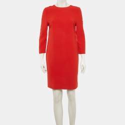 Pre Owned Victoria Victoria Beckham Red Crepe Shift Dress M