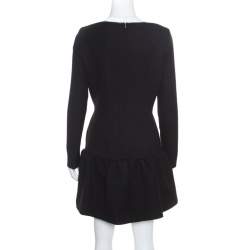 Pre Owned Victoria Victoria Beckham Black Textured Wool Drop Waist Dress M