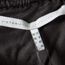 Pre Owned Victoria Victoria Beckham Black Textured Wool Drop Waist Dress M